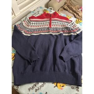 Men’s Xl 1/4 Zip Pullover Izod Nordic Sweater Dark Blue